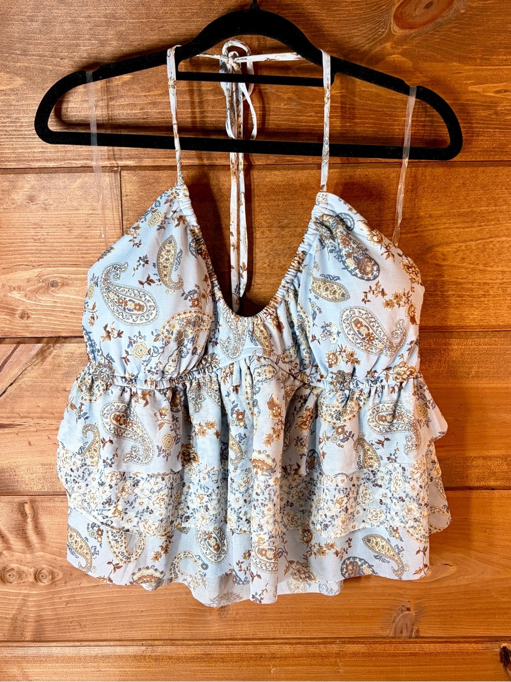 wild fable Light Blue Paisley Tiered Camisole Size Medium